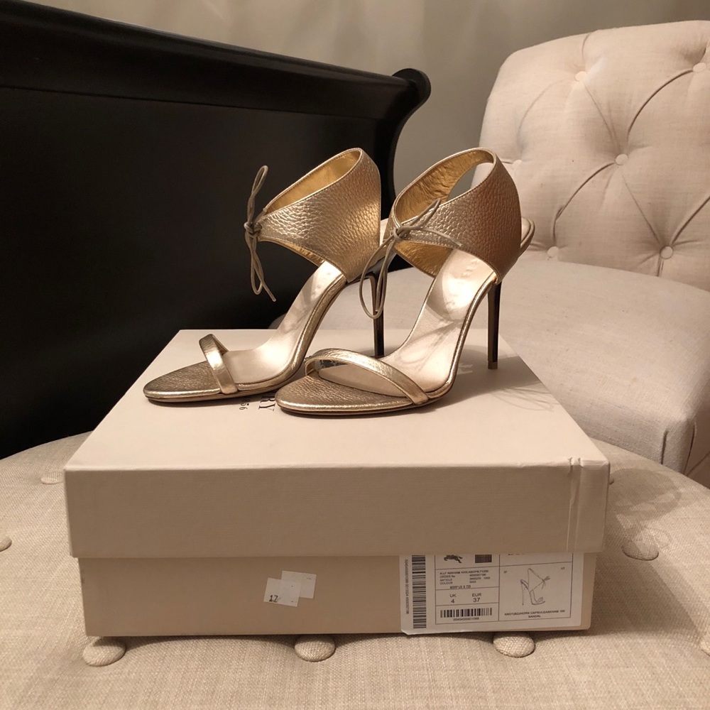 Burberry Gold Heeled Sandals